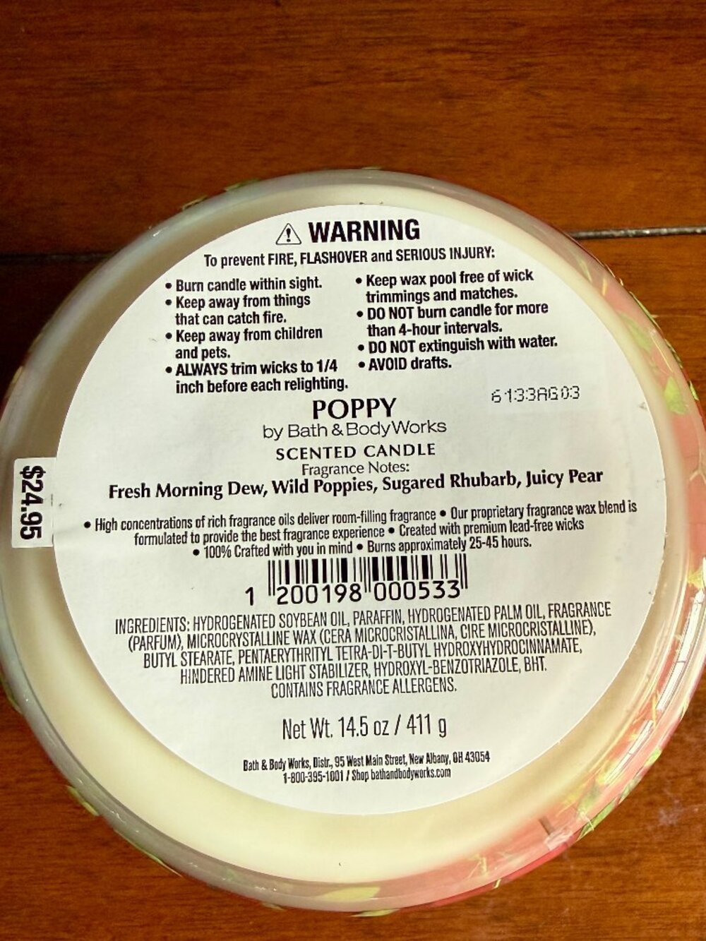 NEW POPPY 3-Wick Candle Bath & Body Works - Picture 3 of 4